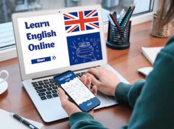 オンラインで英語を学ぶ女性