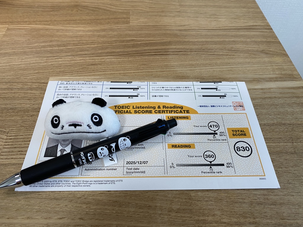 タカリンの2025年12月のTOEICスコア